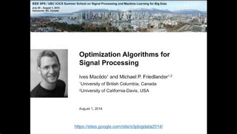 Optimization Algorithms for Signal Processing | IEEE Signal Processing Society Resource Center