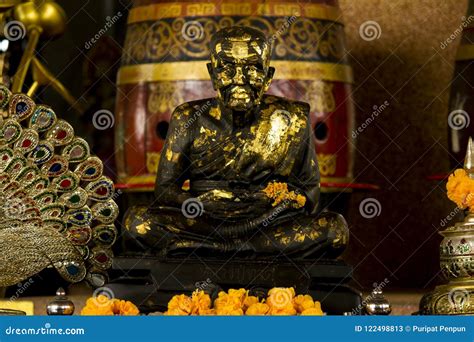 Bronze Statue of a Meditating Monk. Stock Image - Image of sculpture, monk: 122498813