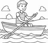 Coloring Page For Kids  Teenage Boy Rowing Black And White Line Art sketch template