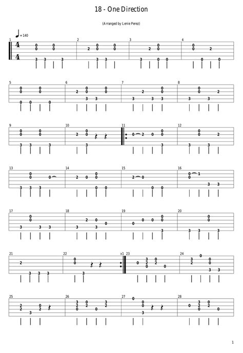 One Direction - 18 (guitar tabs) Sheets by lenie perez