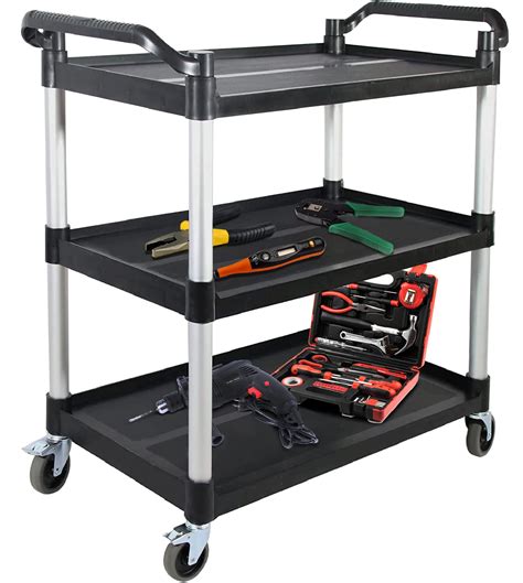 Buy PELOEMNS 3-Tier Rolling Plastic Service Cart, 480lbs Capacity Utility Carts with Wheels ...