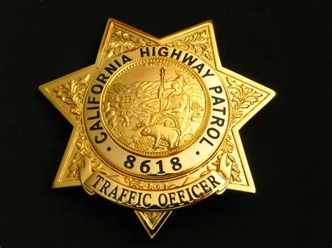 CHP TRAFFIC OFFICER Badge Solid Copper Replica Movie Props With Number ...