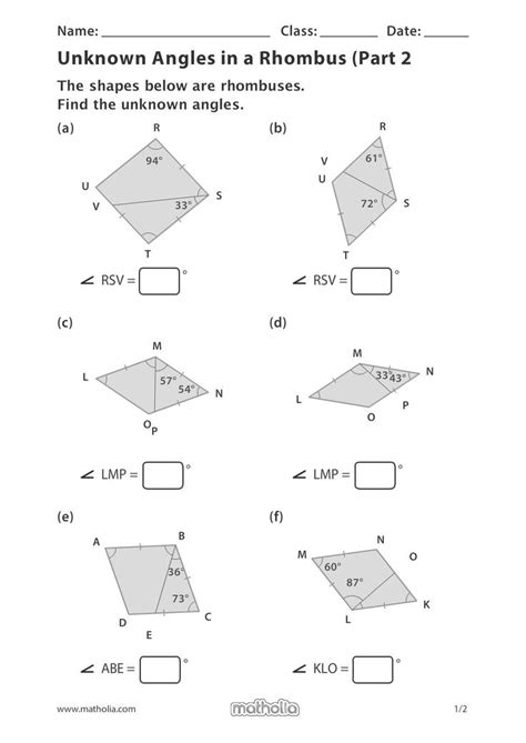 Area Of Rhombus Worksheet | Shape worksheets for preschool, Play to learn, Math practice worksheets