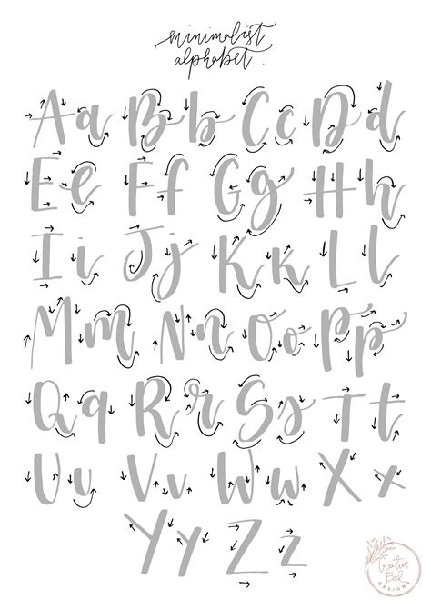 Free Brush Lettering Practice Sheet - Minimalist Alphabet - Modern ...