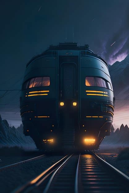 Premium Photo | Futuristic train with neon details in cyberpunk ...