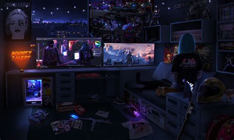 Character Room design , landen woodall | Cyberpunk room, Cyberpunk ...