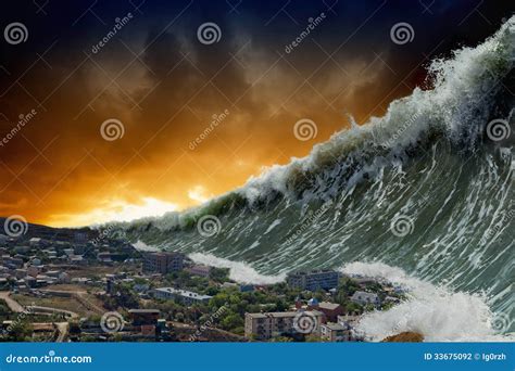 Tsunami waves stock photo. Image of breaking, fantastic - 33675092