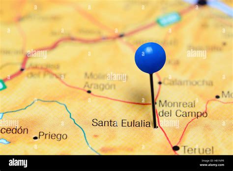 Santa Eulalia pinned on a map of Spain Stock Photo - Alamy