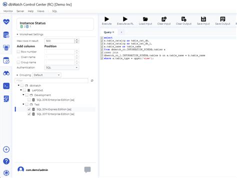 SQL Worksheet - Control Center - 1.0