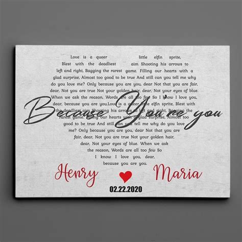 Heart Shaped Song Lyrics Custom Canvas Print | 365Canvas | Shape songs ...