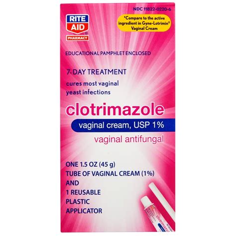 Rite Aid Brand Clotrimazole Vaginal Antifungal Cream for Yeast Infections, 7 Day Treatment ...