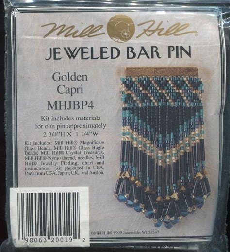 Mill Hill Jeweled Bar Pin GOLDEN CAPRI Blue Beads Beaded Jewelry Pin ...