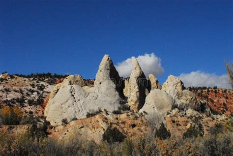 Arizona- Peaked White Rock Formations in the Colorful Desert Stock Image - Image of arid ...