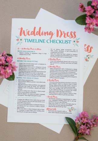 Awesome Wedding Dress Planning Timeline Download (FREE Printable!)