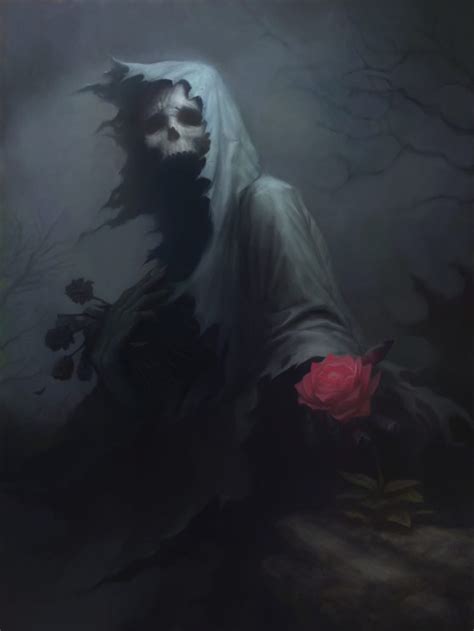 drawing, Death, Fantasy art, Rose, Skull, Dark Wallpapers HD / Desktop ...