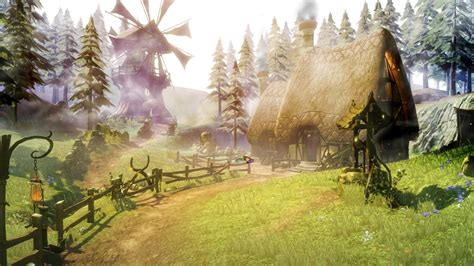 Brown house between grass and trees and windmill digital wallpaper, Fable II, artwork, video ...