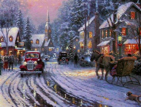 Village Christmas ("Christmas Cottage VIII") by Thomas Kinkade 25½x34 ...