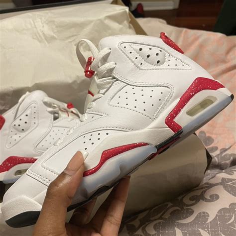 Air Jordan 6 Retro~ White/University Red-Black ~... - Depop