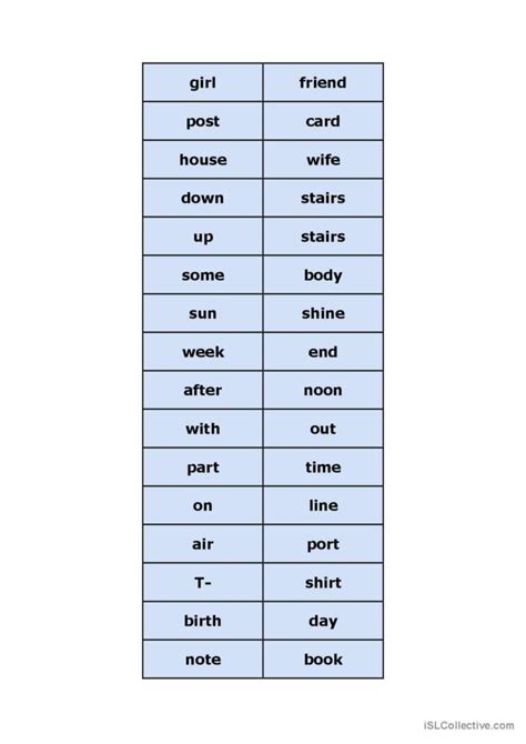 Two Words Make One - Compound Words…: English ESL worksheets pdf & doc