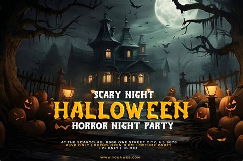 Premium PSD | Happy halloween spooky party banner