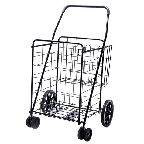 Buy LS Jumbo Deluxe Folding Shopping Cart with Dual Swivel Wheels and ...