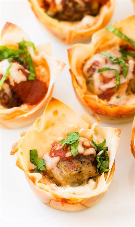 Mini Meatball Lasagna Cups Recipe - This easy appetizer is perfect for game day or any time you ...