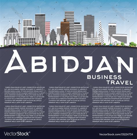 Abidjan skyline with gray buildings blue sky Vector Image