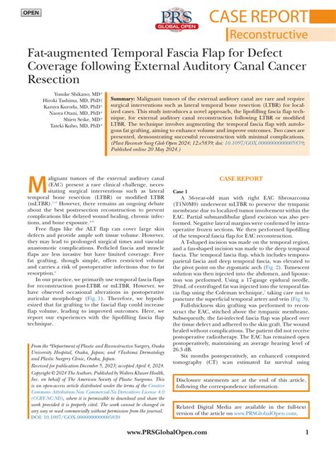 (PDF) Fat-augmented Temporal Fascia Flap for Defect Coverage following ...