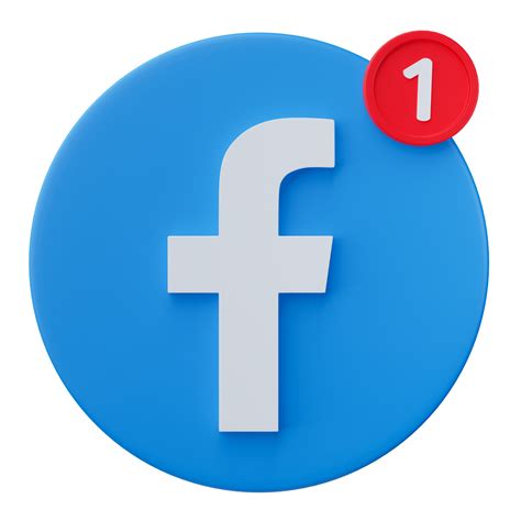 3D render, Facebook logo icon with new notification isolated on ...