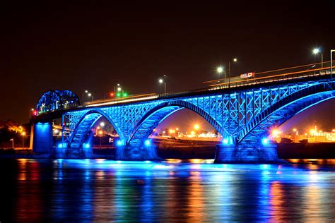 Peace Bridge At Night Photograph by Robert Deak