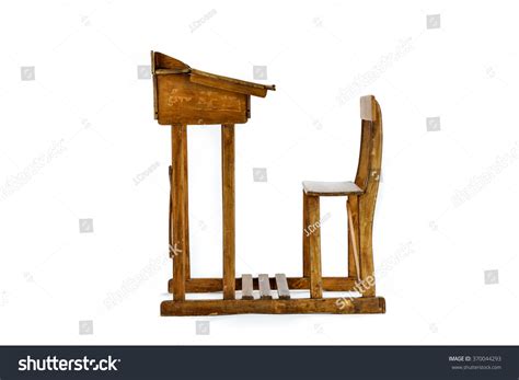 Vintage Wooden School Desk Chair Isolated Stock Photo 370044293 ...