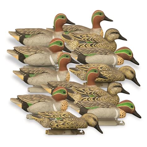 Higdon Standard Green Wing Teal Duck Decoys, 12 Pack - 732953, Duck Decoys at Sportsman's Guide