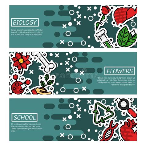 Set of Horizontal Banners about Biology Stock Vector - Illustration of laboratory, cell: 91262498