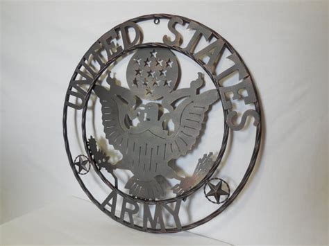 24" USA ARMY MILITARY METAL WALL ART DECOR VINTAGE RUSTIC BRONZE WESTE ...