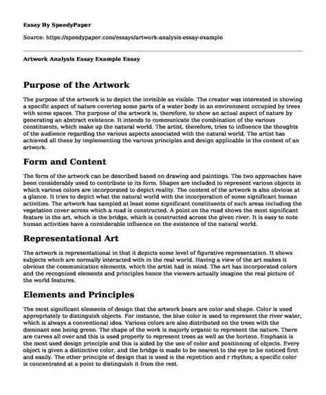 📗 Artwork Analysis Essay Example | SpeedyPaper.com