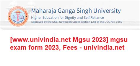 [www.univindia.net Mgsu 2023] MGSU Exam Form 2023, Fees