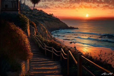 Sunset at Laguna Beach California Graphic by Alone Art · Creative Fabrica