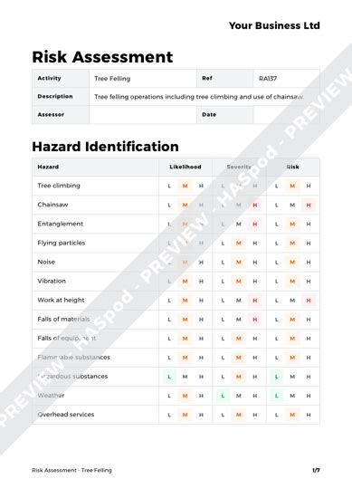 Tree Felling Risk Assessment Template - HASpod