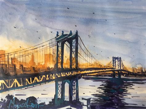 Brooklyn bridge. Watercolor. 40x30cm http://ift.tt/2t8fRTn | Bridge ...