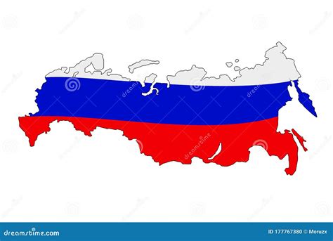 Russia Country Shape in Flag Colors. Russian Map Stock Vector - Illustration of shape, frontier ...