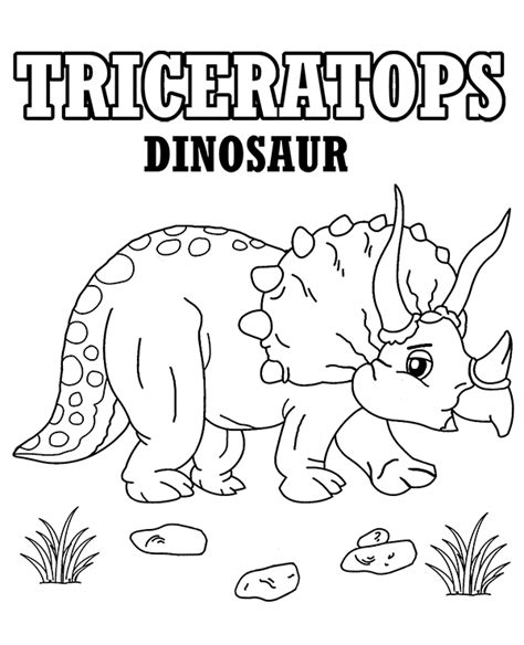 Triceratops - printable coloring page for children with dinosaur