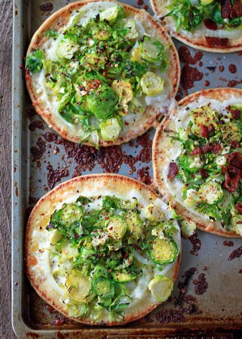 Easy Brussels Sprouts Pita Pizzas with Optional Bacon | Kitchen Treaty Vegetarian Meal Plan ...