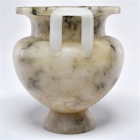 New Italian Carved Alabaster Vase with Handles at 1stDibs