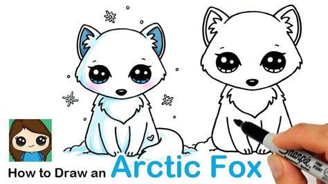 Cute Arctic Fox Coloring Page - Coloring SVG