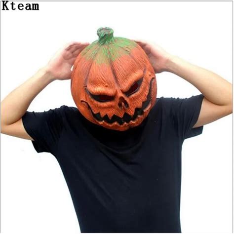 Halloween Mask Pumpkin Scarecrow Mask Creepy Latex Realistic Crazy ...