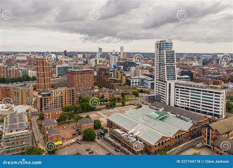 Aerial View of Leeds City Skyline and Railway Station Stock Photo ...