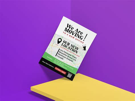 Free Office Moving Announcement Flyer Design Template Ai - Designbolts