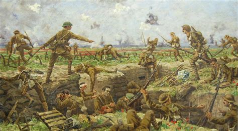 "Troops Going over the Top, First World War (Battle of the Somme)" by AR Dugmore, 1916 ...