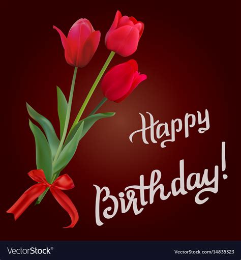 Tulips frame for birthday greeting card Royalty Free Vector