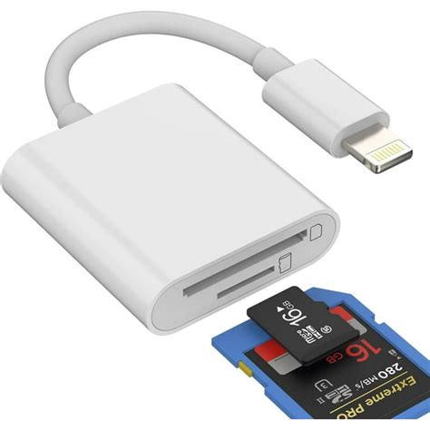 Lightning SD Card Reader Adapter, Dual Slot for iPhone & iPad, Supports ...